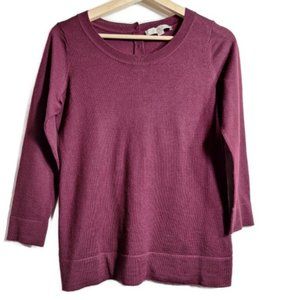Loft by Ann Taylor 3/4 Sleeve Wool Blend Top with Back Buttons Size Small